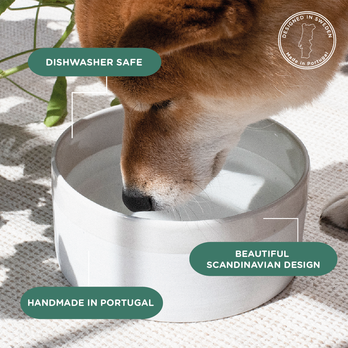 Mateus Ceramic Dog Bowl Sand – Handcrafted Luxury for Dogs