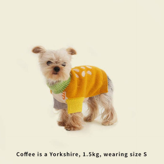 Wool Dog Sweater – Yellow (100% Wool, Nordic Design)