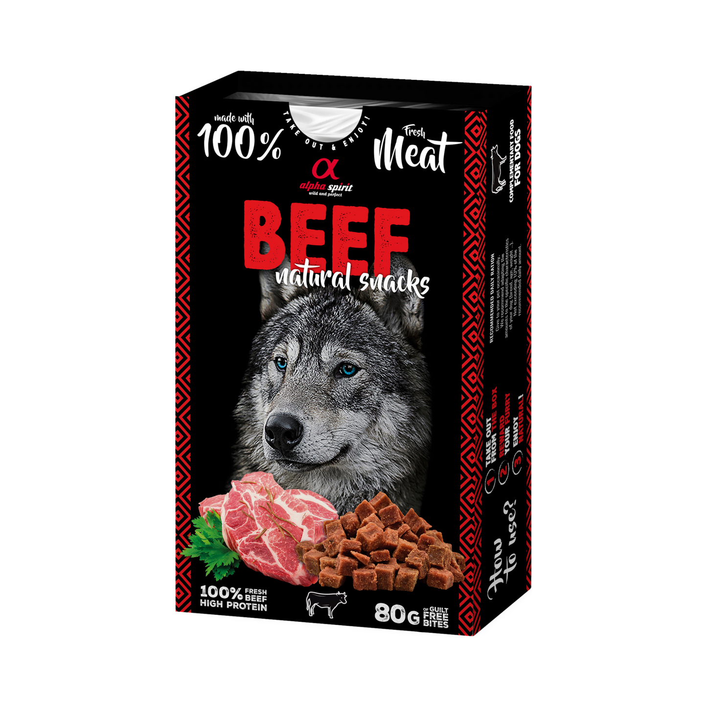 Alpha Spirit Naturals Beef Dog Snacks 80 g – High Protein, Gluten-Free