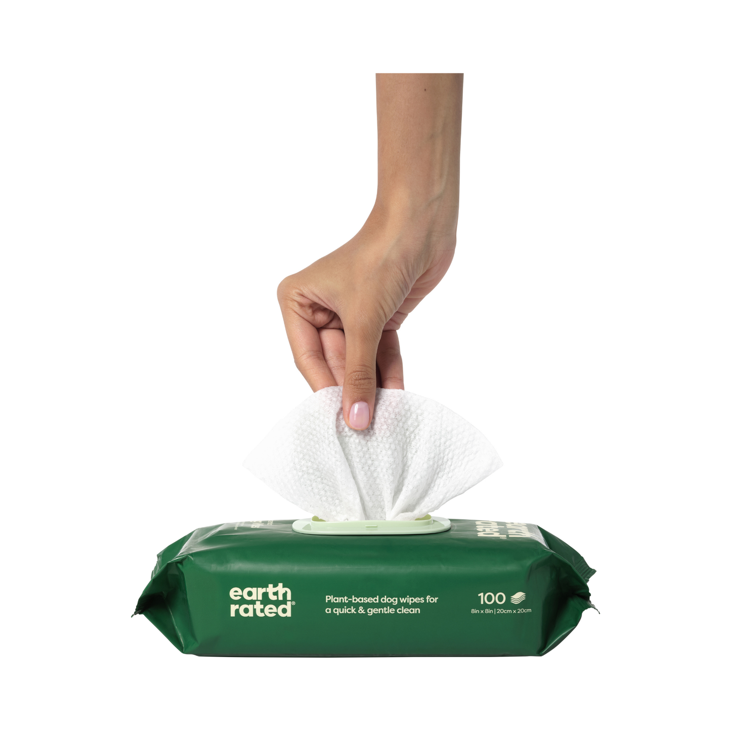Earth Rated Unscented Dog Wipes (100 pieces) – Biodegradable, 20x20 cm
