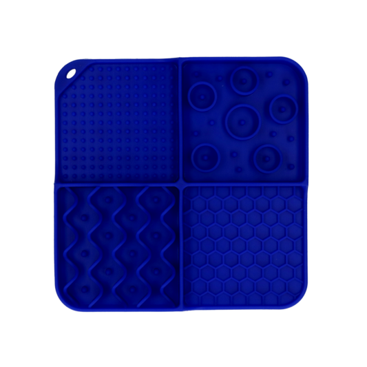 Dog & Cat Lick Mat – Eat Slow Live Longer Rectangle Blue 21x21 cm | Slow Feeder