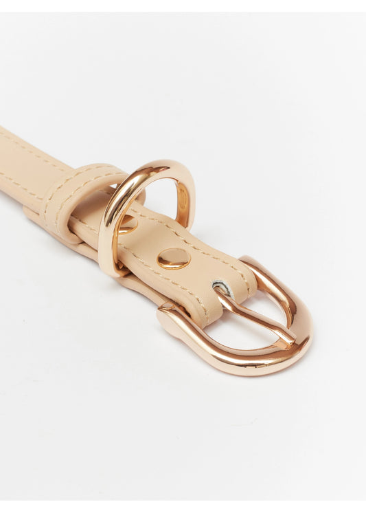 Eco-Leather Small Dog Collar Refined | Beige