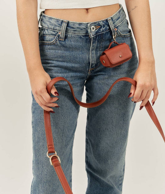 Brown Vegan Leather Multi-Position Strap, Pull
