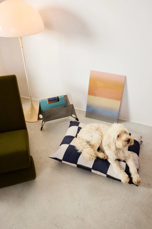 Black & White Checkered Dog Pillow Bed – The Fritz (Washable & Recycled)