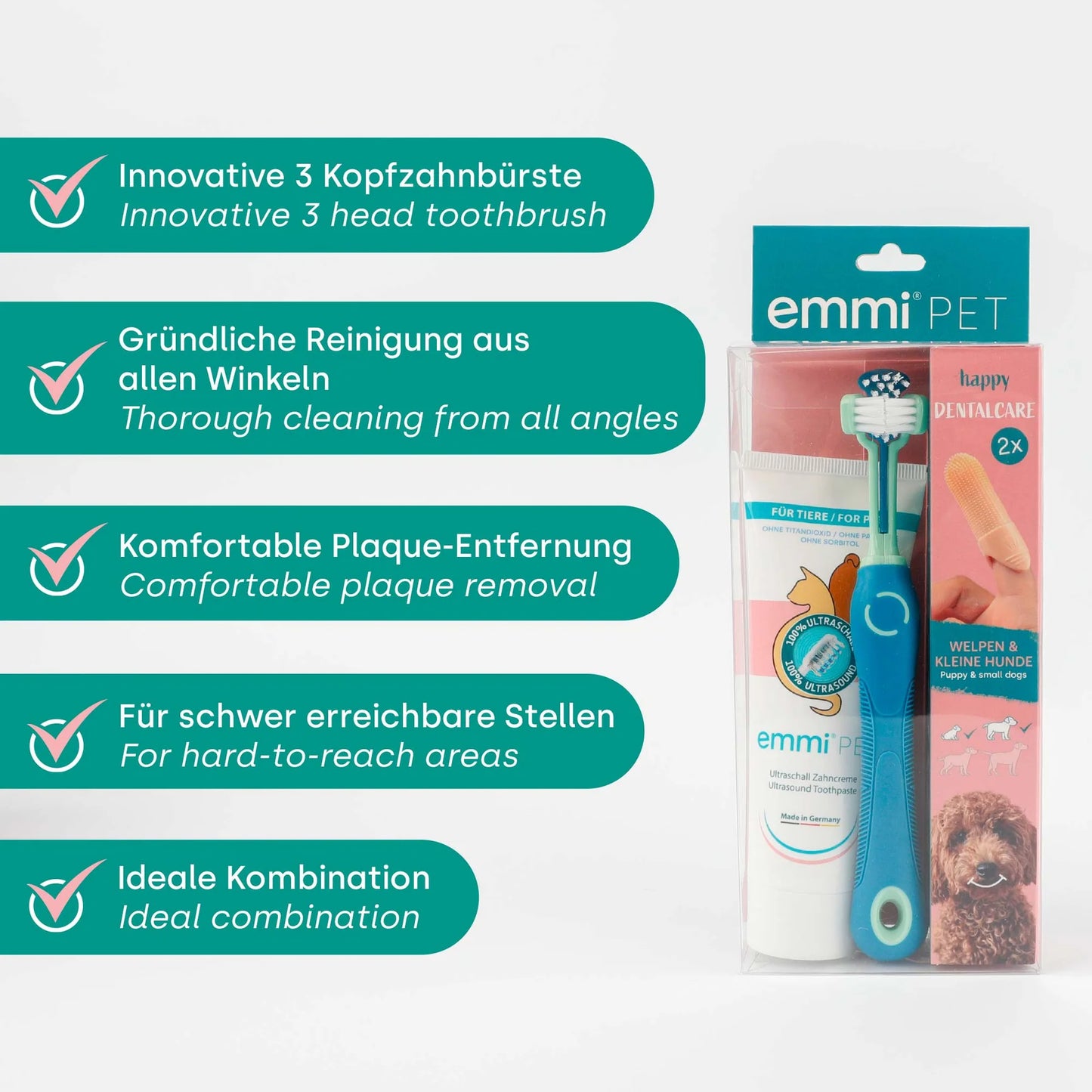 Happy Dental Care Puppy Set Blue – Gentle Dental Kit for Puppies & Small Dogs