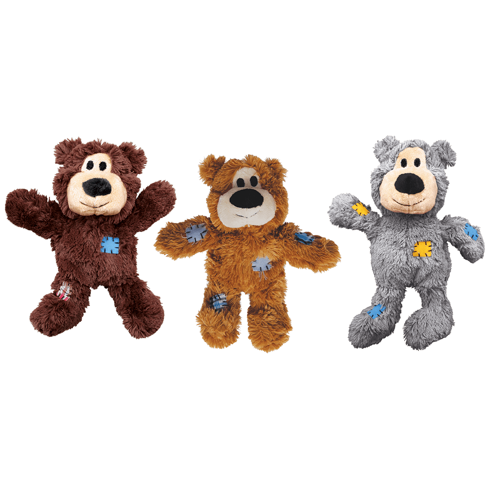 KONG WildKnots Bears M/L – Durable Plush Dog Toy with Squeaker
