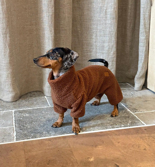 Milo Dog Sweater Brown in Soft Teddy Fleece
