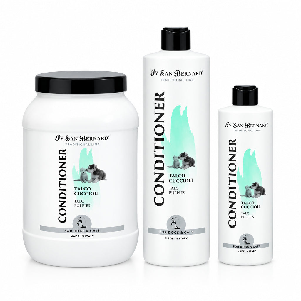 Three bottles of Iv San Bernard Conditioner on a white background