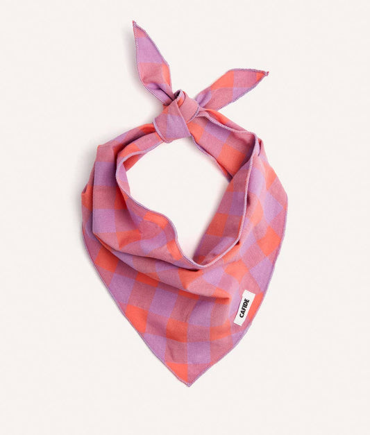 Violet Vichy Dog Bandana – Adjustable Cotton | Nata