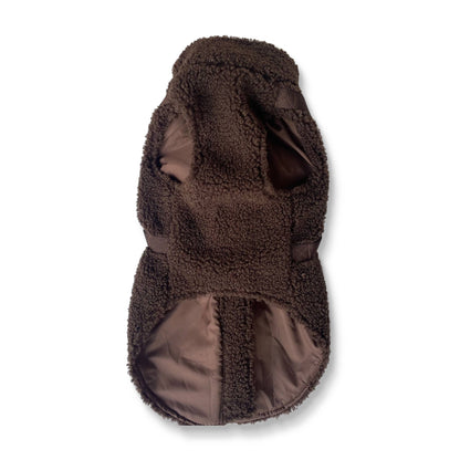 Teddy Dog Coat with Built-In Harness – Espresso