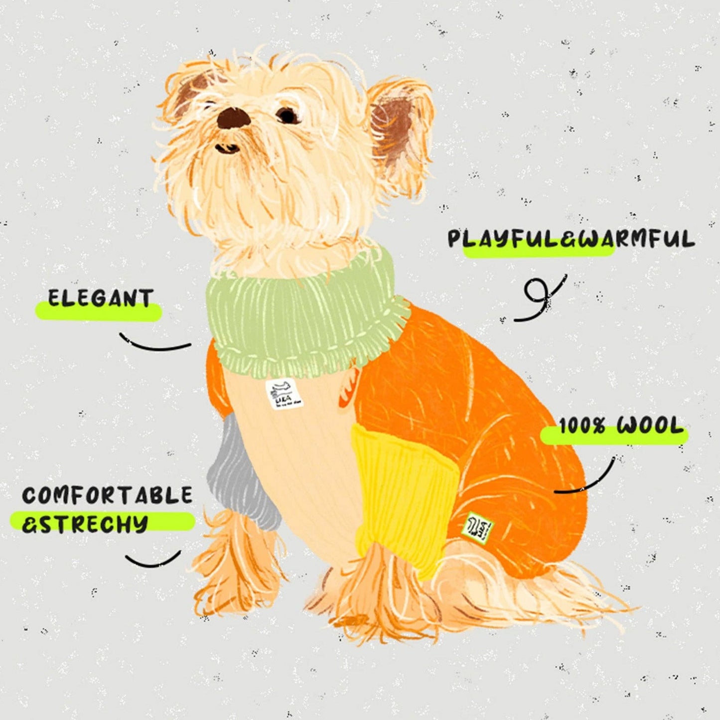 Wool Dog Sweater – Yellow (100% Wool, Nordic Design)