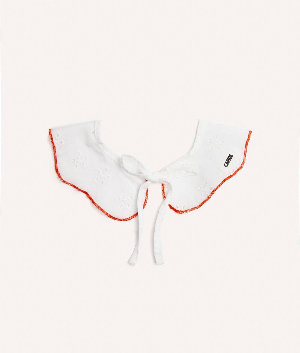 Collar-Style Dog Bandana, English Embroidered Design, Coral, Lola: M