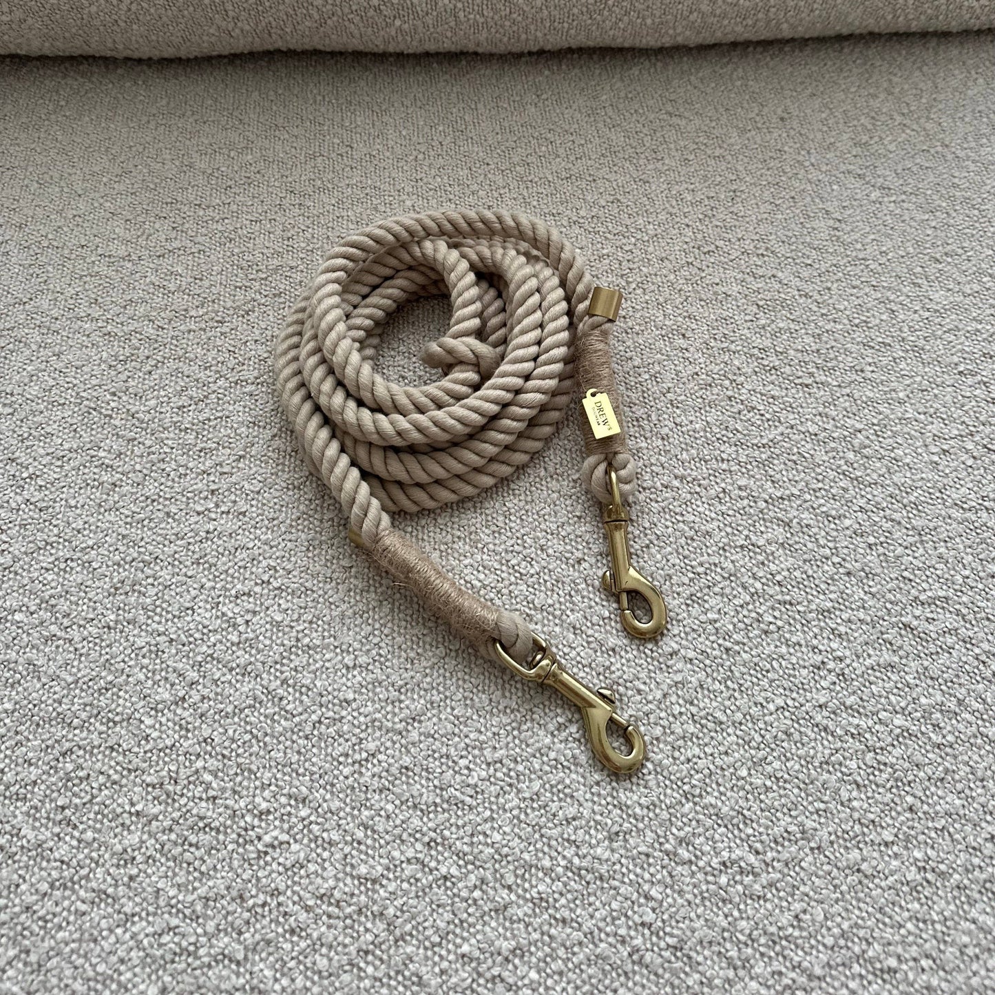 Beige Adjustable Dog Leash – Soft & Multi-Functional Rope
