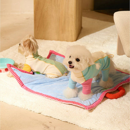 2-in-1 Padded Dog Blanket & Carry Bag – Pink Blue