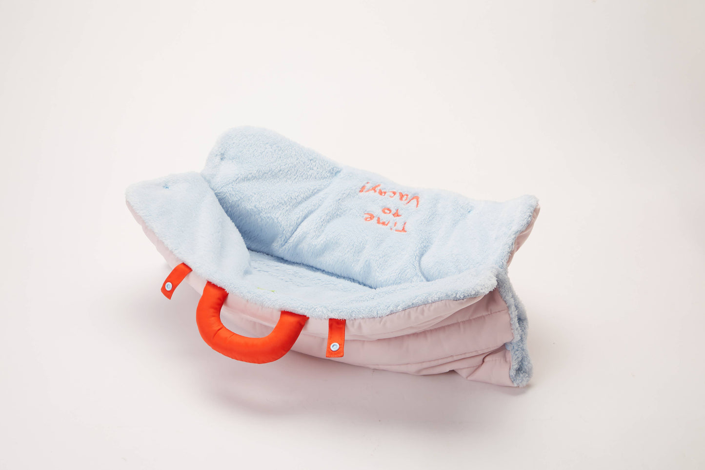 2-in-1 Padded Dog Blanket & Carry Bag – Pink Blue