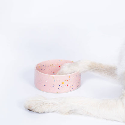 New Party Stoneware Pet Bowl 14cm Set of 2 – Pink | Designer Dog Bowls