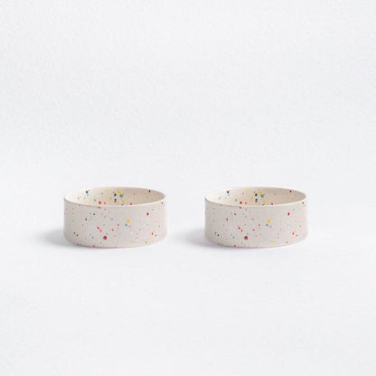 New Party Stoneware Pet Bowl 14cm Set of 2 – White | Designer Dog Bowls