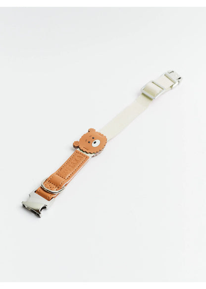 Eco-Leather Small Dog Bear Collar | Pearled Ivory