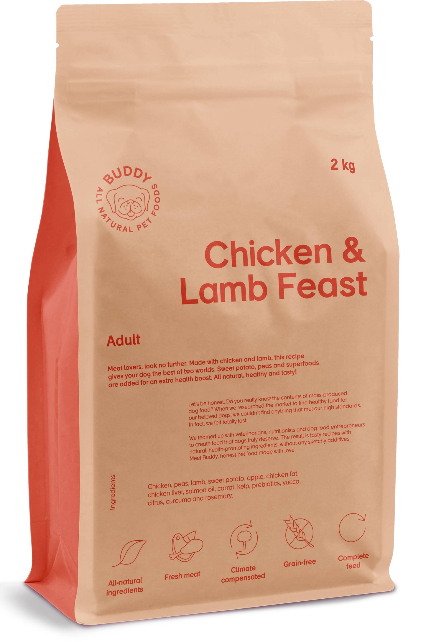 Buddy Chicken & Lamb Feast Dog Food (2 kg) – Grain-Free Complete Meal