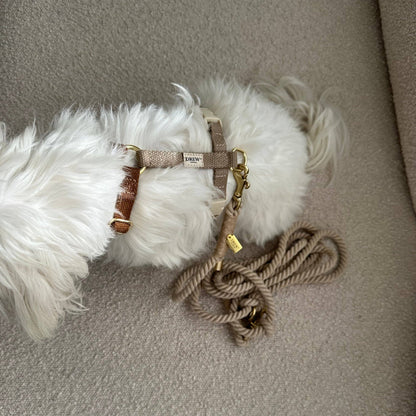 Beige Adjustable Dog Leash – Soft & Multi-Functional Rope