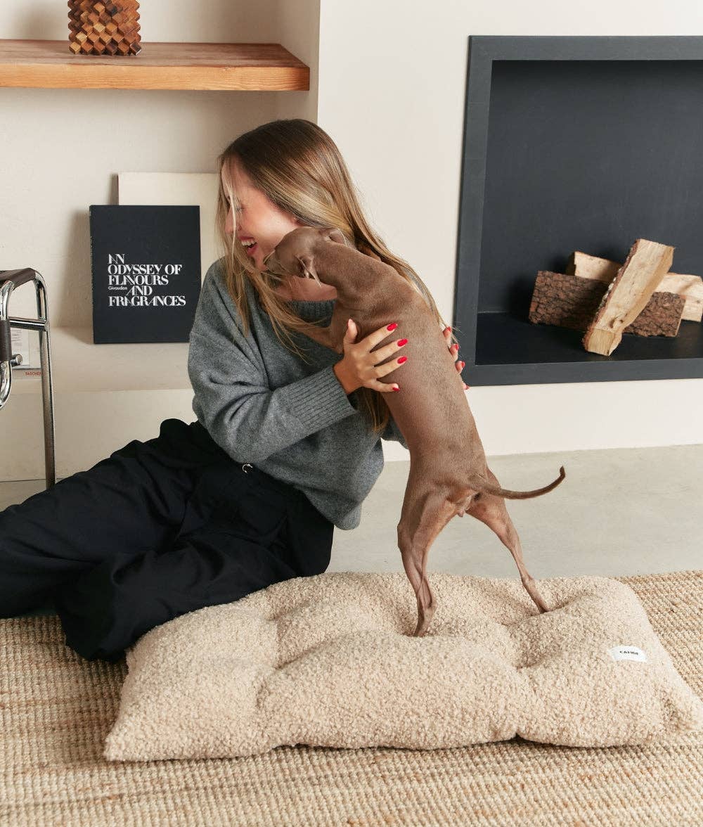 Bela Dog Cushion Bed – Beige Fleece | Removable & Washable