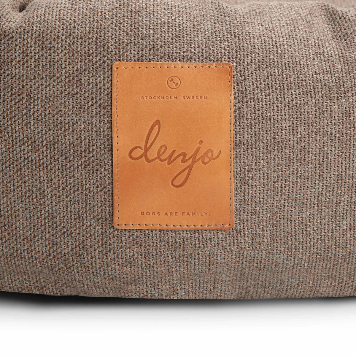 Round Donut Dog Bed | True Taupe | Leather Details & Washable Cover