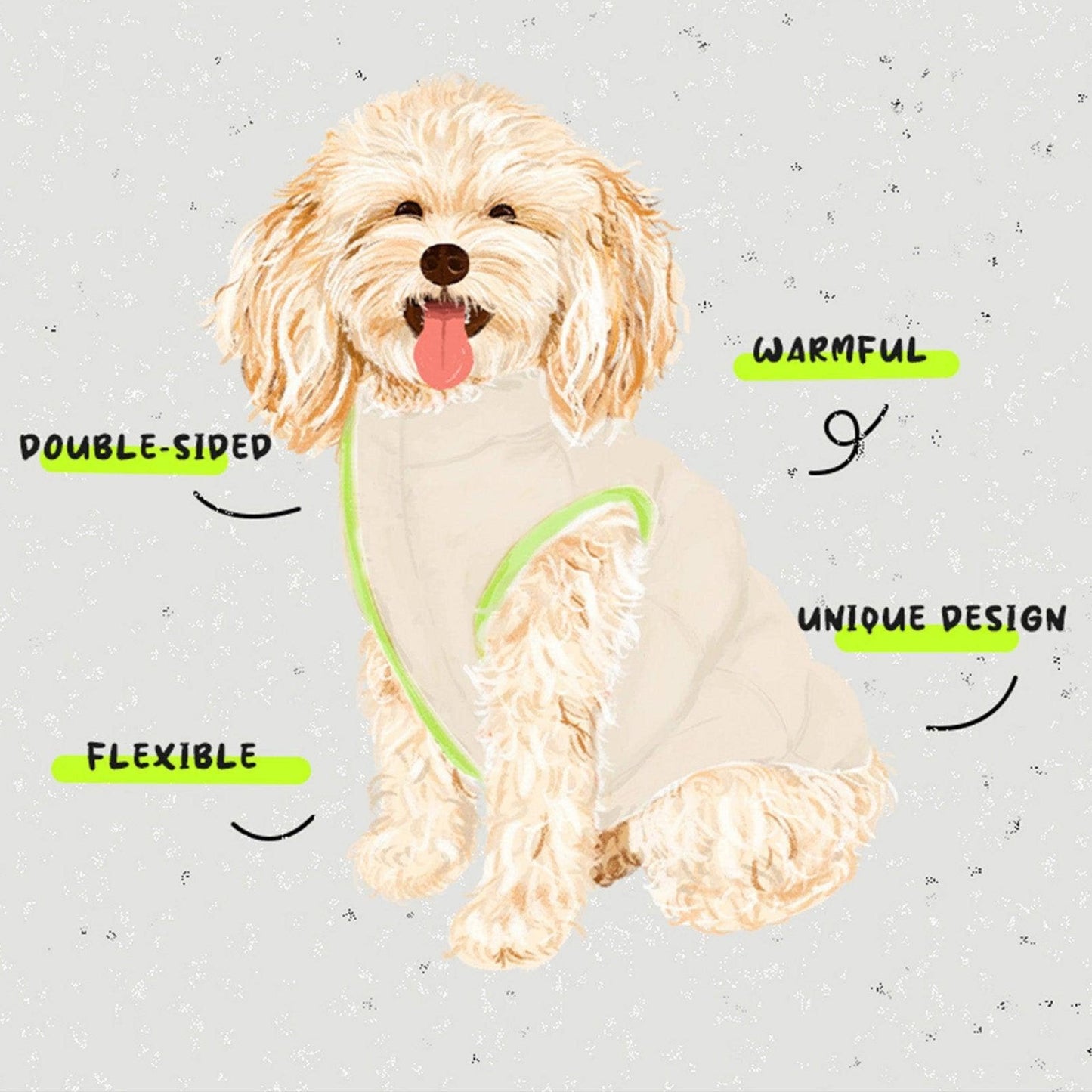 Nordic-Style Reversible Padded Dog Jacket – Beige