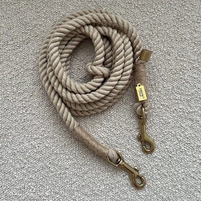 Beige Adjustable Dog Leash – Soft & Multi-Functional Rope