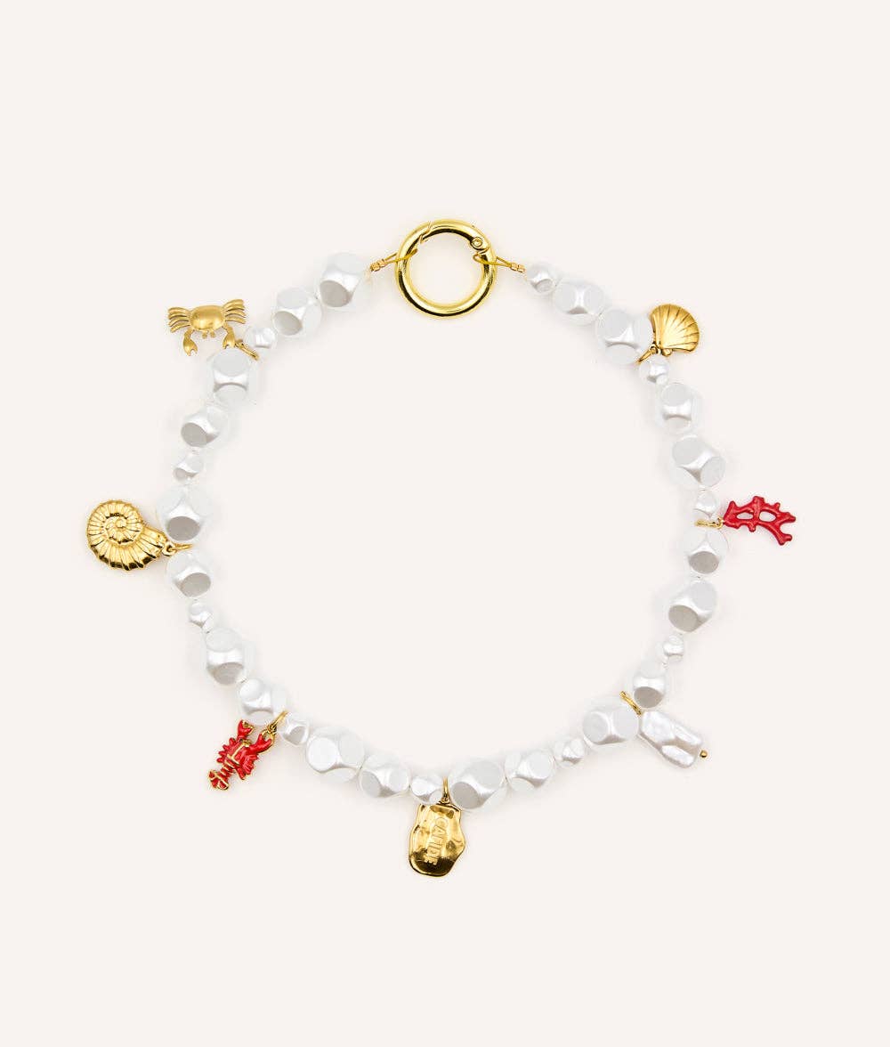 Coral Dog Charm Necklace – Decorative Collar with Charms | Sira