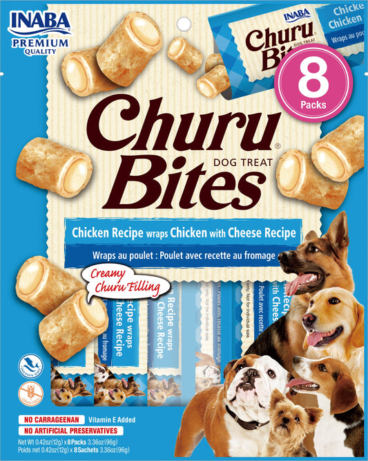 INABA Bites Dog Chicken with Cheese – Churu Bites (8 Packs)