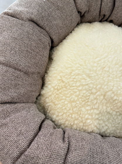 Donut Icon Dog Bed – Round, Reversible Cushion Taupe