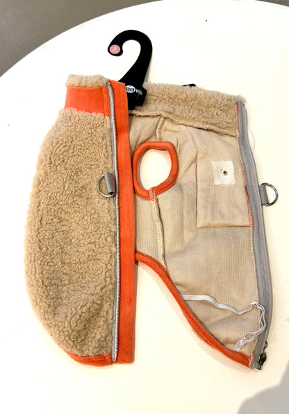 Sherpa Parka Orange for Dogs with Pocket and Leash Rings
