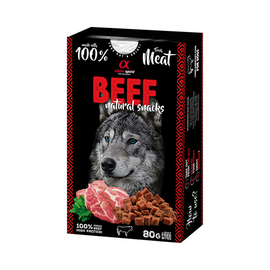 Alpha Spirit Naturals Beef Dog Snacks 80 g – High Protein, Gluten-Free