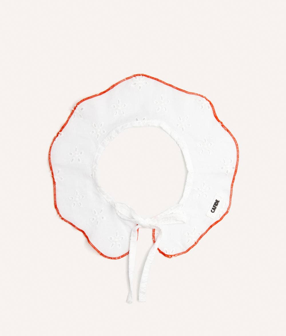 Collar-Style Dog Bandana, English Embroidered Design, Coral, Lola: M