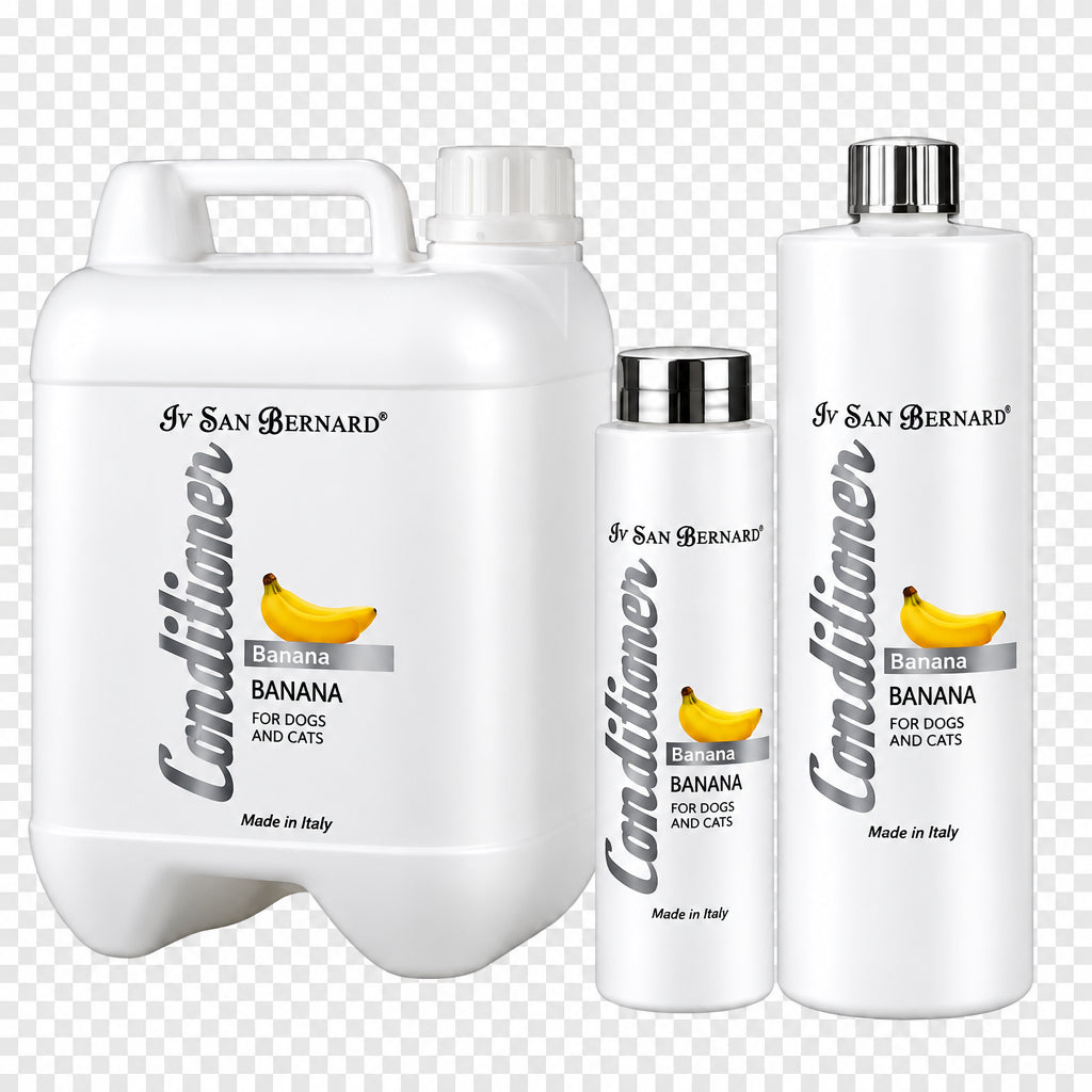 Collection of San Bernard conditioner bottles and containers on a blue gradient background
