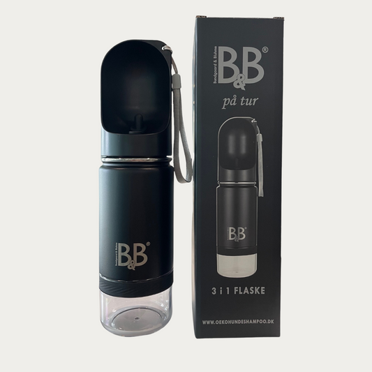 B&B Luxury 3-in-1 Bottle – Double-Sided Stainless Steel with Treat Storage