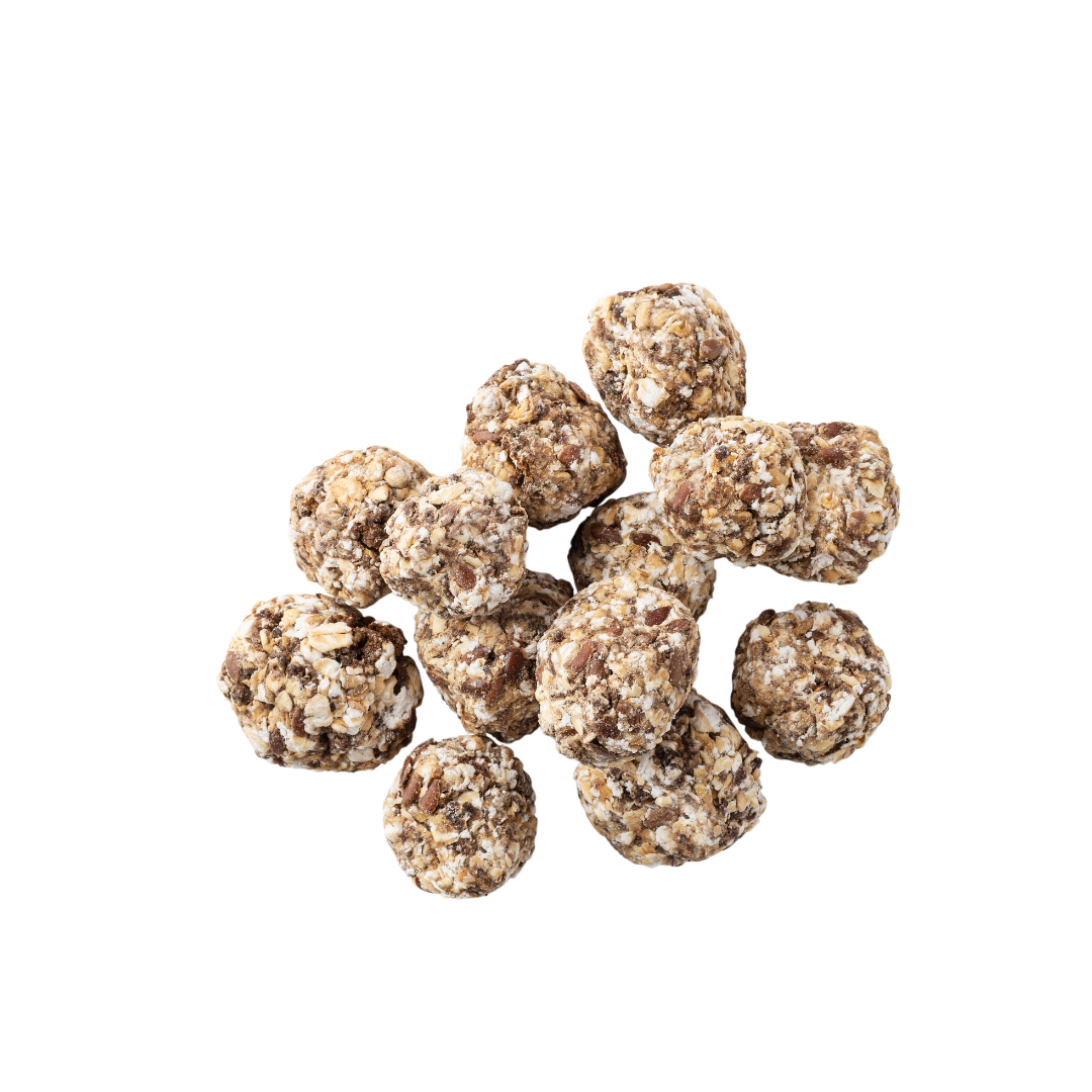 Cluster of pet treats on a white background