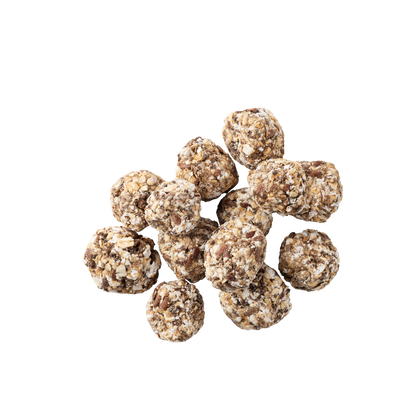 Cluster of pet treats on a white background