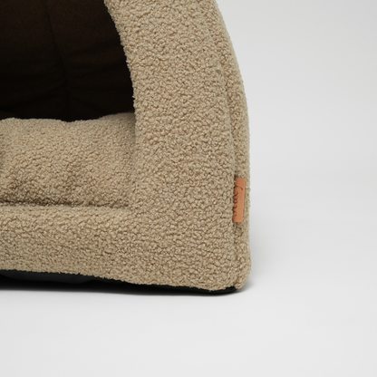 Dog Cave Oat Bouclé – Cozy & Stylish Enclosed Dog Bed