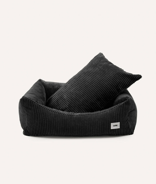 Black Corduroy Dog Bed – Snozy (Removable & Adjustable)