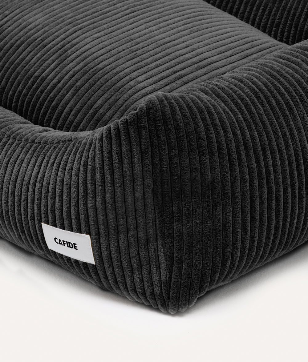 Black Corduroy Dog Bed – Snozy (Removable & Adjustable)