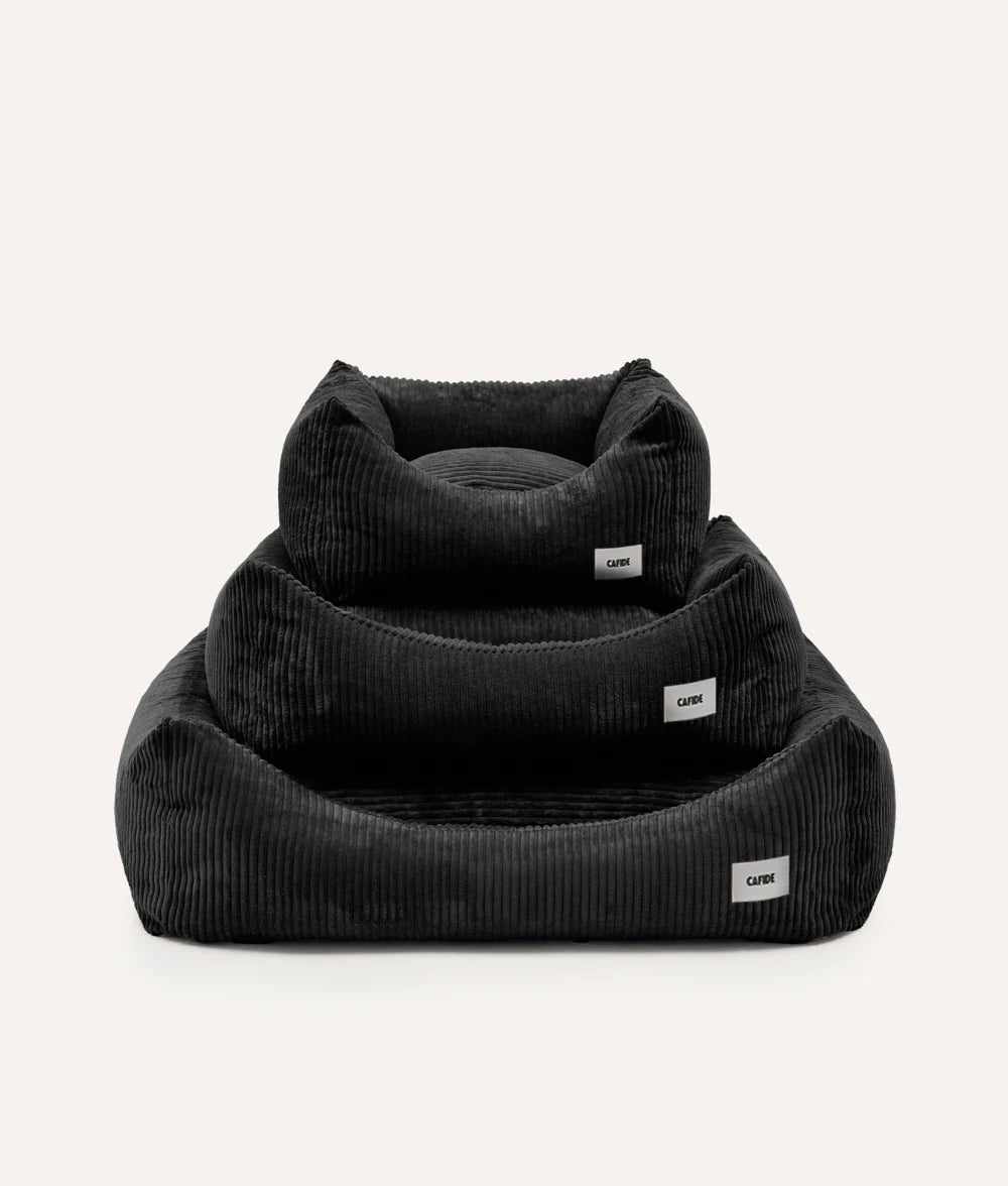 Black Corduroy Dog Bed – Snozy (Removable & Adjustable)