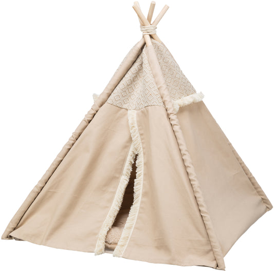 Boho Tipi Dog Bed – Soft Edition | Cozy Cotton Tent (55×65×55 cm)