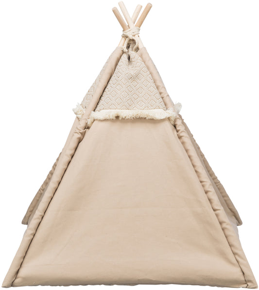 Boho Tipi Dog Bed – Soft Edition | Cozy Cotton Tent (55×65×55 cm)