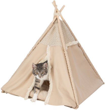Boho Tipi Dog Bed – Soft Edition | Cozy Cotton Tent (55×65×55 cm)