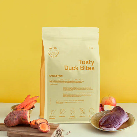 Buddy Tasty Duck Bites Dog Food 5 kg – Grain-Free Complete Meal for Small Dogs
