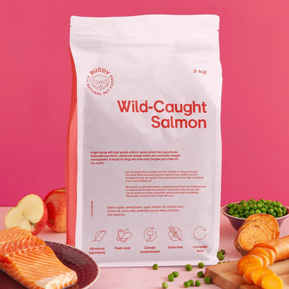 Buddy Wild-Caught Salmon Dog Food 2 kg – Grain-Free for Senior & Low-Activity Dogs