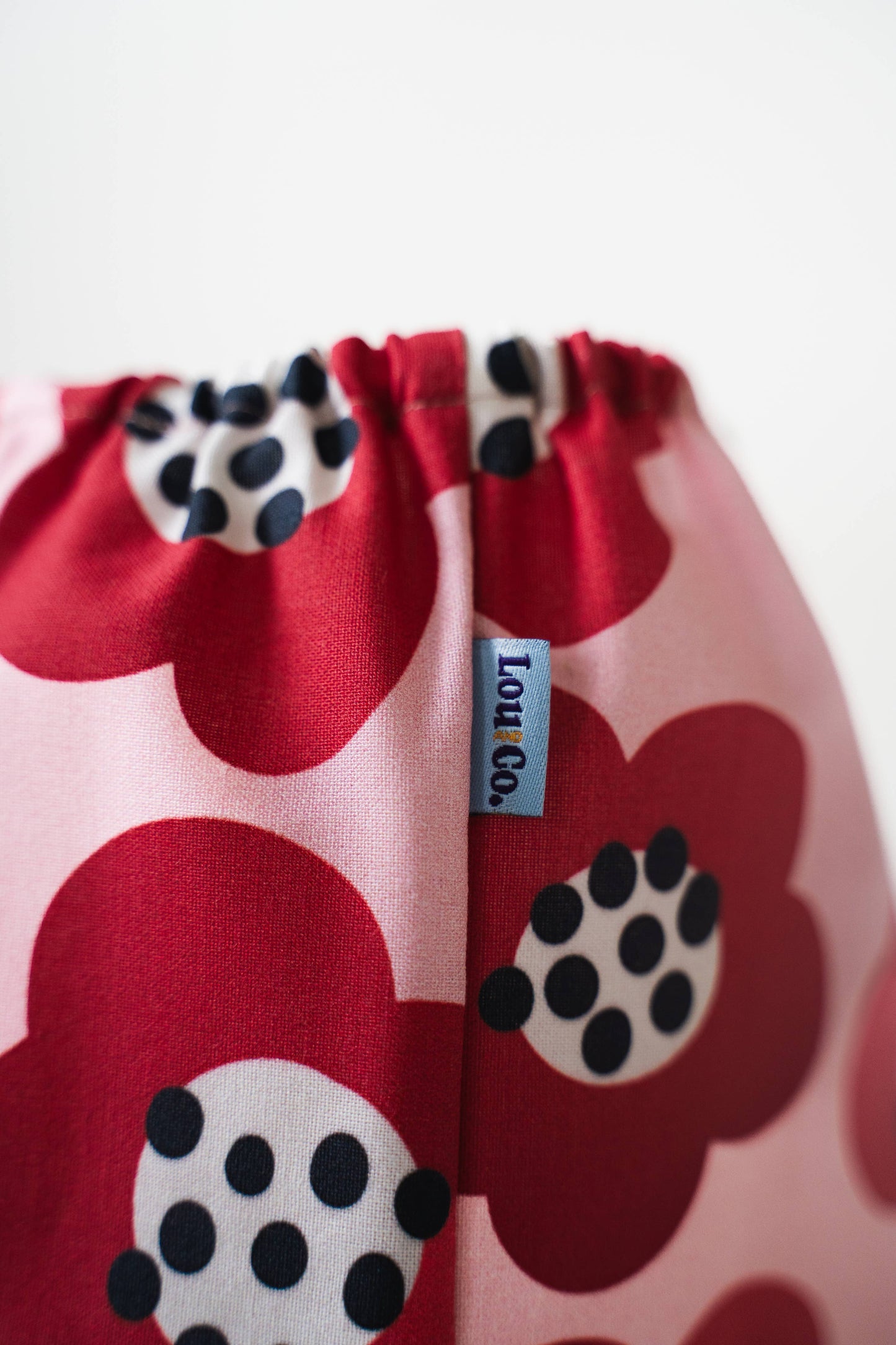 Dog Snood – Red Flowers (Organic Cotton)