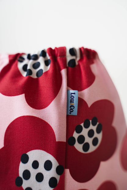 Dog Snood – Red Flowers (Organic Cotton)