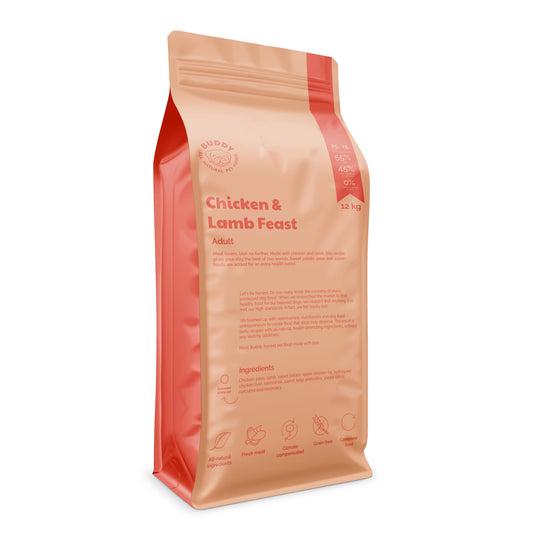 Buddy Chicken & Lamb Feast Dog Food (12 kg) – Grain-Free Complete Meal